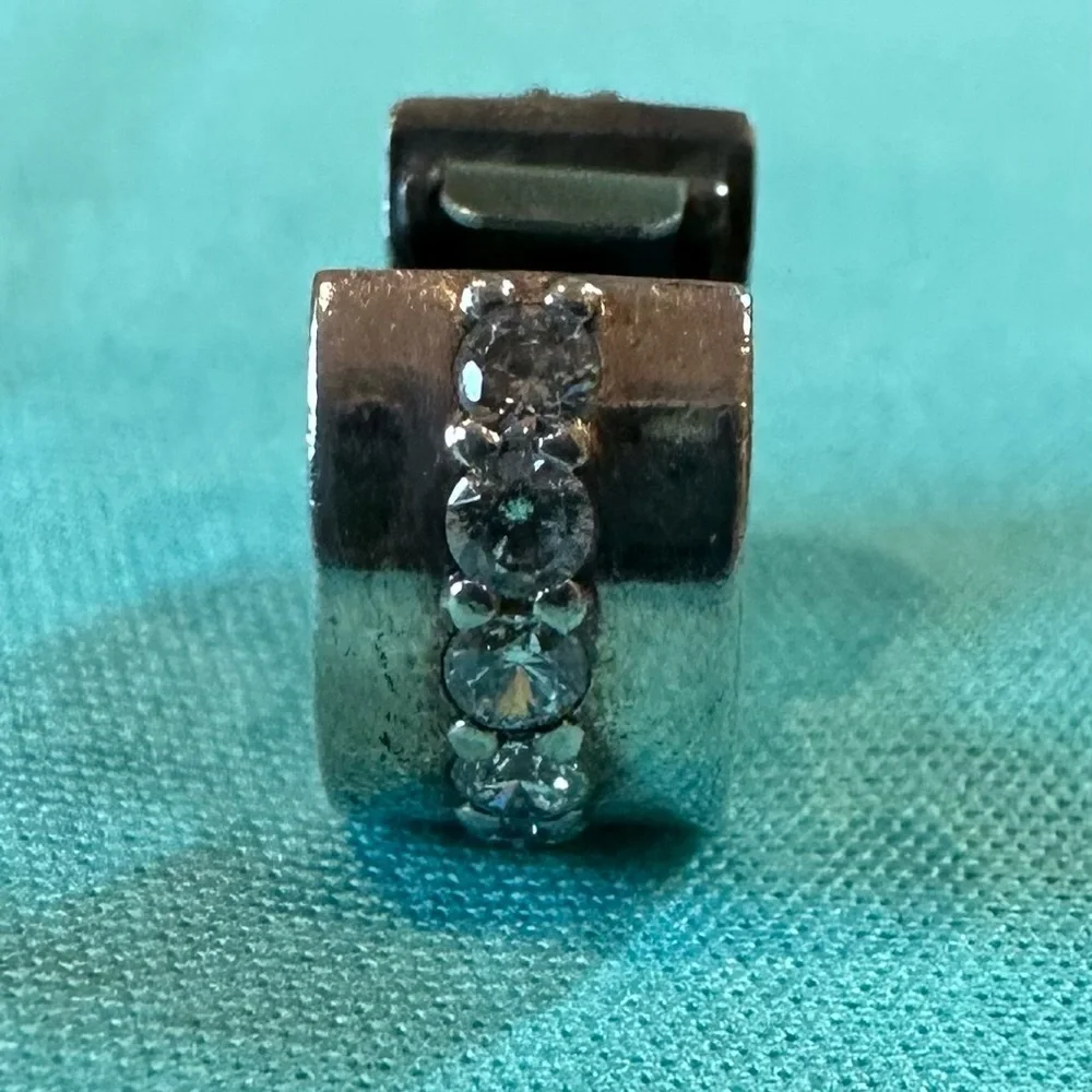 Elegant Silver clip and charm with Crystal Accents